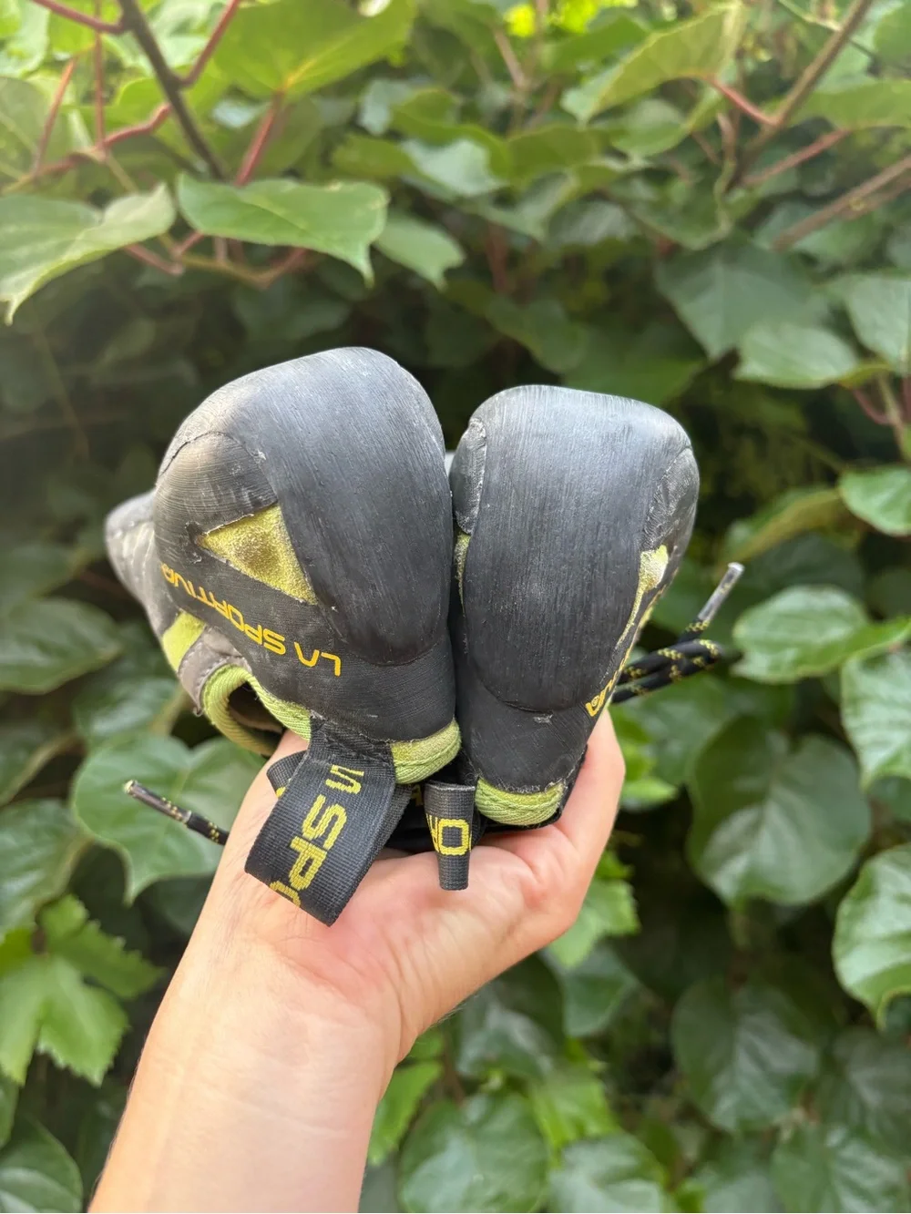 La Sportiva Men’s Lime Green and Gray Climbing Shoes